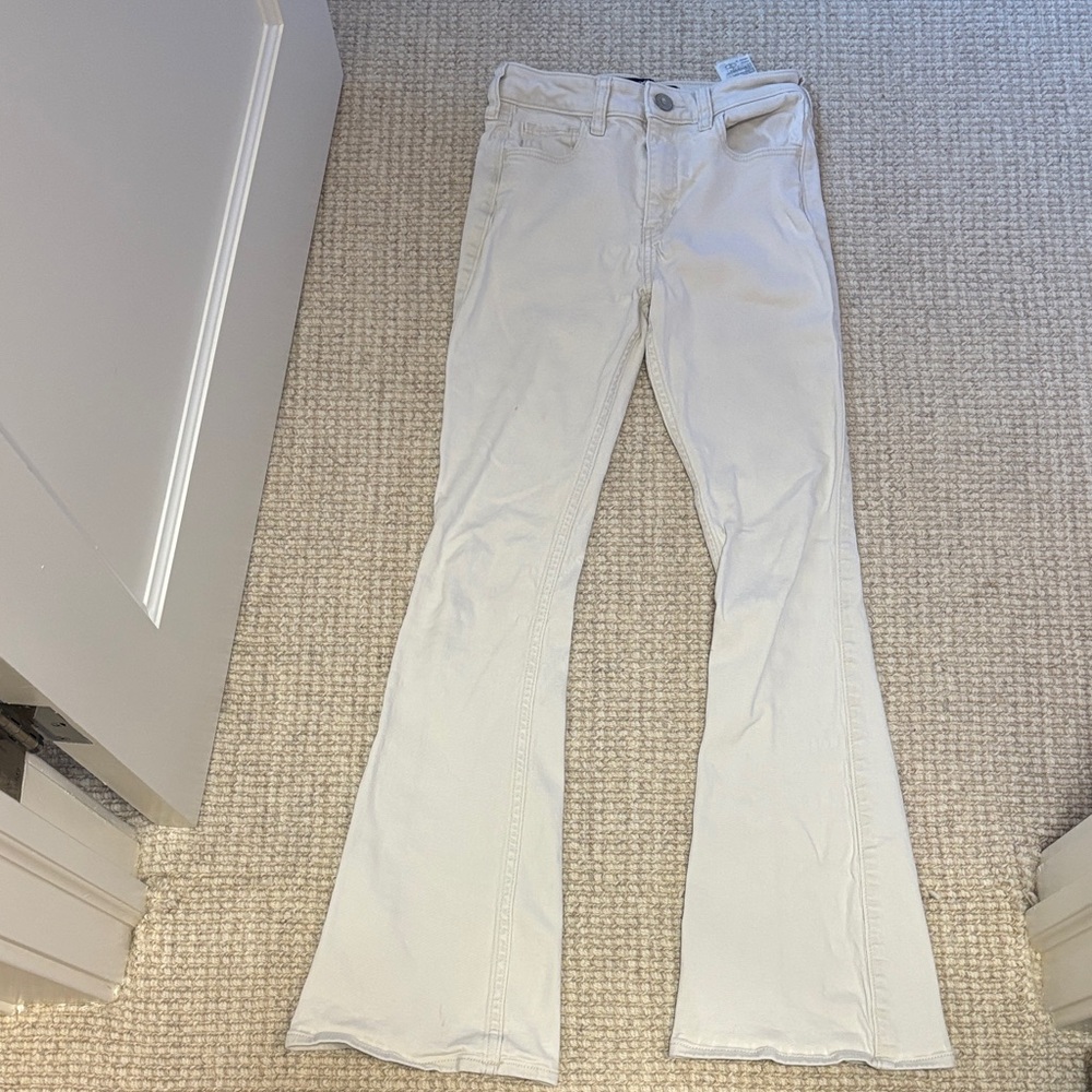 Womens Hollister high rise Cream Flared khakis